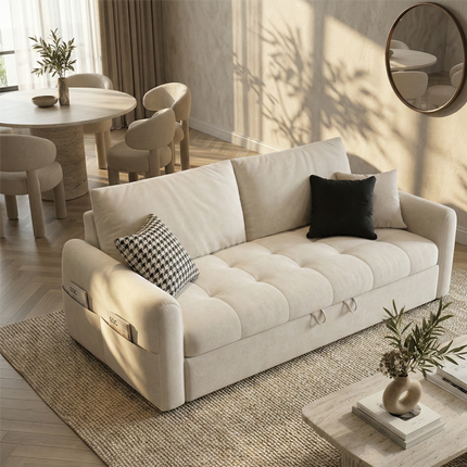 Beige Suede Sofa Bed/180