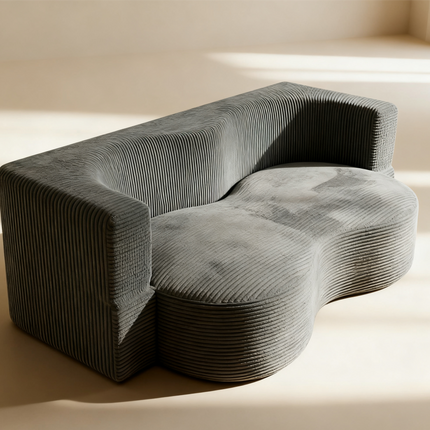 “Haven” Grey Corduroy Convertible Sofa Bed – Modern Foldable Sofa