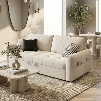Beige Suede Sofa Bed/180