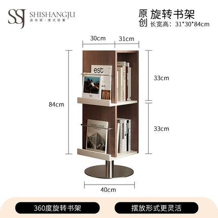 Rotating Solid Wood Bookshelf | Retro Vintage Style