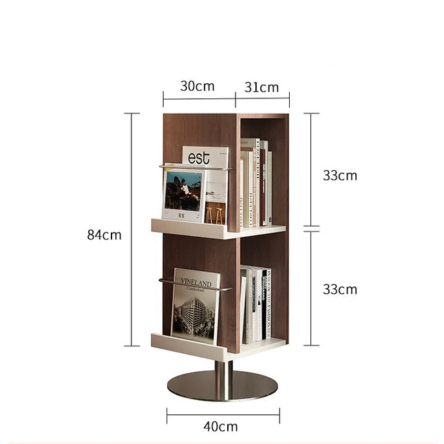 Rotating Solid Wood Bookshelf | Retro Vintage Style