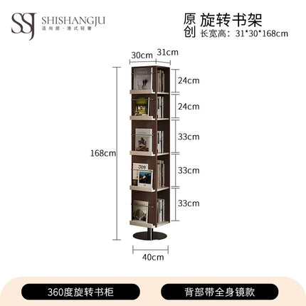 Rotating Solid Wood Bookshelf | Retro Vintage Style