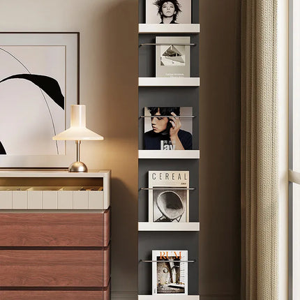 Rotating Wooden Bookshelf Mirror | Cream Style