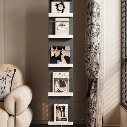 Rotating Wooden Bookshelf Mirror | Cream Style