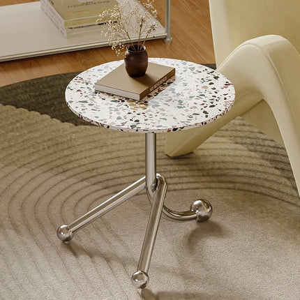 Round Terrazzo Side Table | French Retro Style
