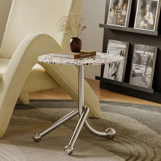 Round Terrazzo Side Table | French Retro Style