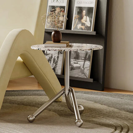 Round Terrazzo Side Table | French Retro Style