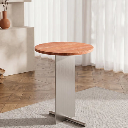 Round Travertine Side Table | Bauhaus Style