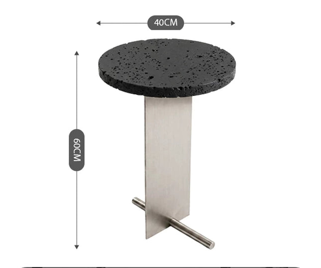 Round Travertine Side Table | Bauhaus Style