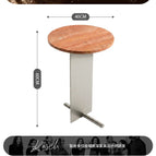 Natural Red Travertine Side Table (Brushed Stainless Steel)