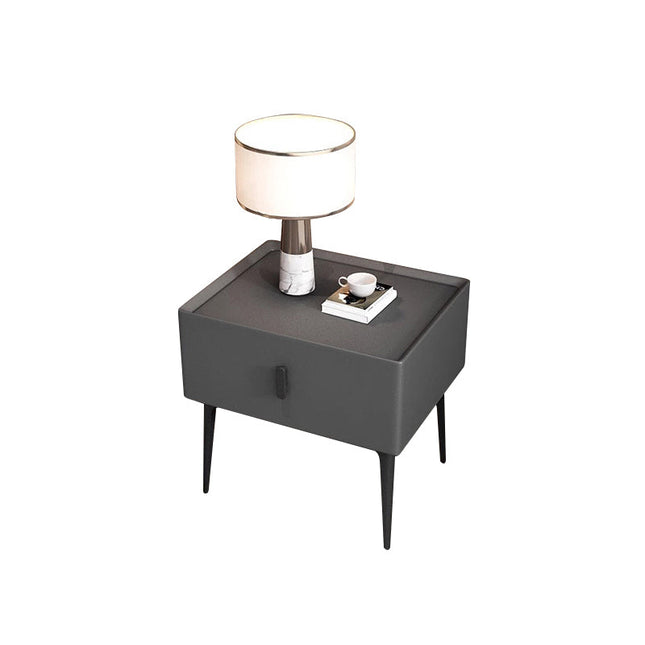 White Slate Gray Cabinet Long Leg Bedside Table