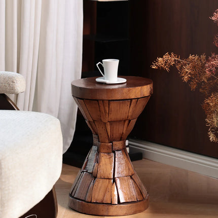 Solid Wood Round Side Table | Wabi-Sabi Style