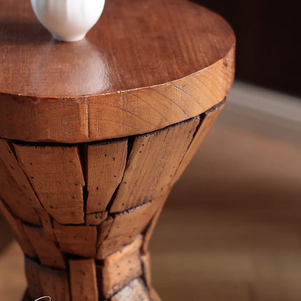 Solid Wood Round Side Table | Wabi-Sabi Style