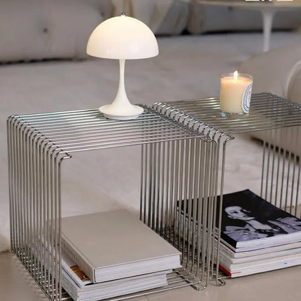 Stainless Steel Wire Side Table | Modern Minimalist